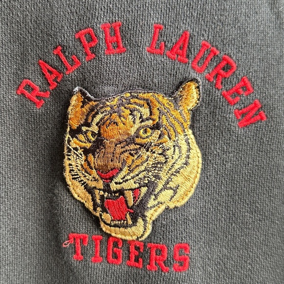 Vintage RALPH LAUREN POLO Sport Varsity Jacket RL 90s Patch Tigers Navy Blue Lrg - Picture 10 of 14